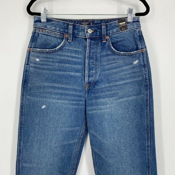 NEW Abercrombie & Fitch Annie High Rise Jeans Size 26 Ankle Straight Crop Blue - Picture 2 of 12